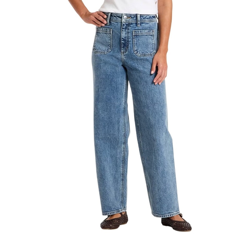 Universal Thread Women Blue Mid Wash High Rise Sailor Straight Leg Jeans Size 00